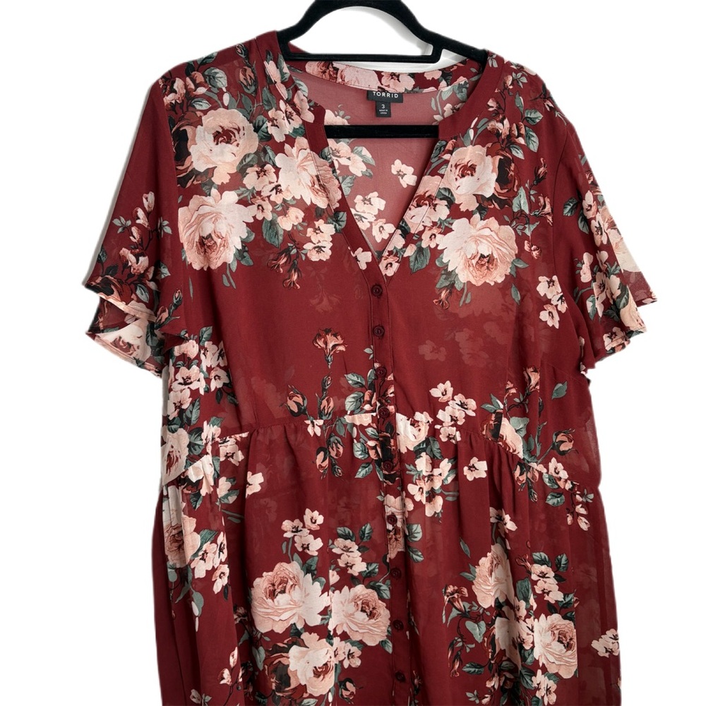 Torrid Lexie Floral Babydoll Tunic size 3 - Picture 8 of 12
